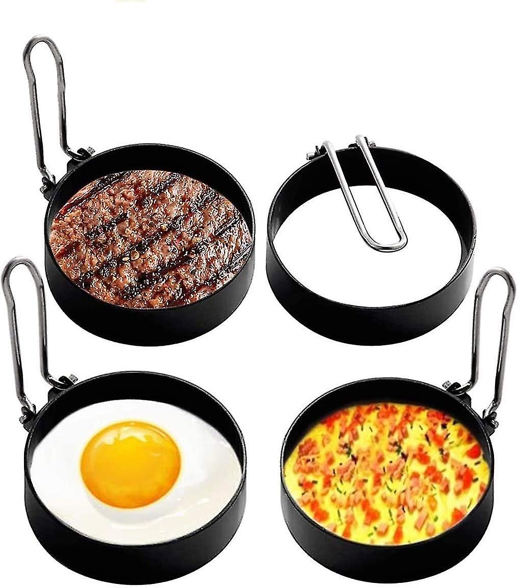 Eggring i rustfritt stål, 4 stk omelettform i rustfritt stål, eggkokeringer til matlaging, panne