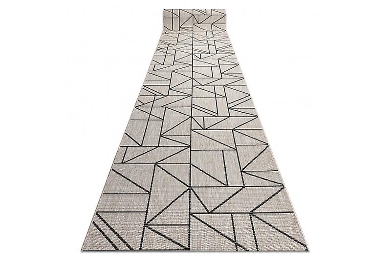 Runner SIZAL FLOORLUX design 20605 TRIANGLES, GEOMETRIC silver / black 70 cm