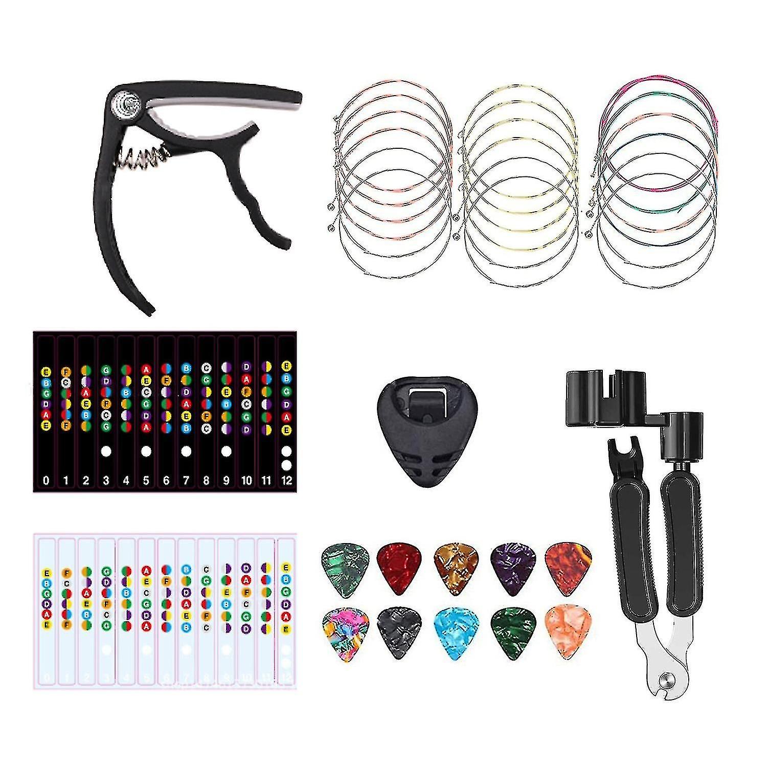 New 18pcs Guitar Strings Kit,acoustic Strings,guitar Picks,capo