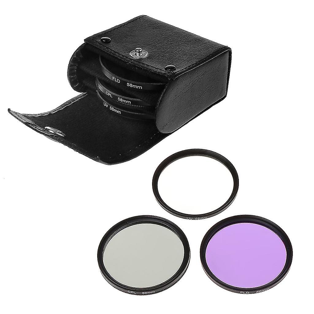 58mm Cpl Uv Fld Lens Filter Set With Bag For Nikon  Pentax Camera