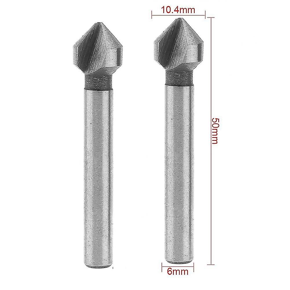 2 Pcs Hss Countersink Drill Bit 3 Flute 90 Degree Chamfering Tool Chamfer Cutter 6.3/8.3/10.4/12.4/1
