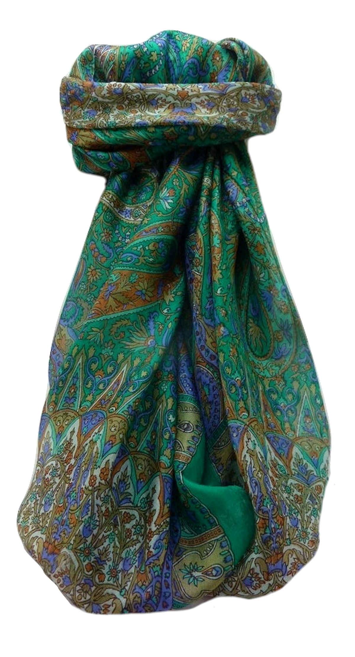 Mulberry Silk Traditional Square Scarf Devika Emerald by Pashmina & Silk