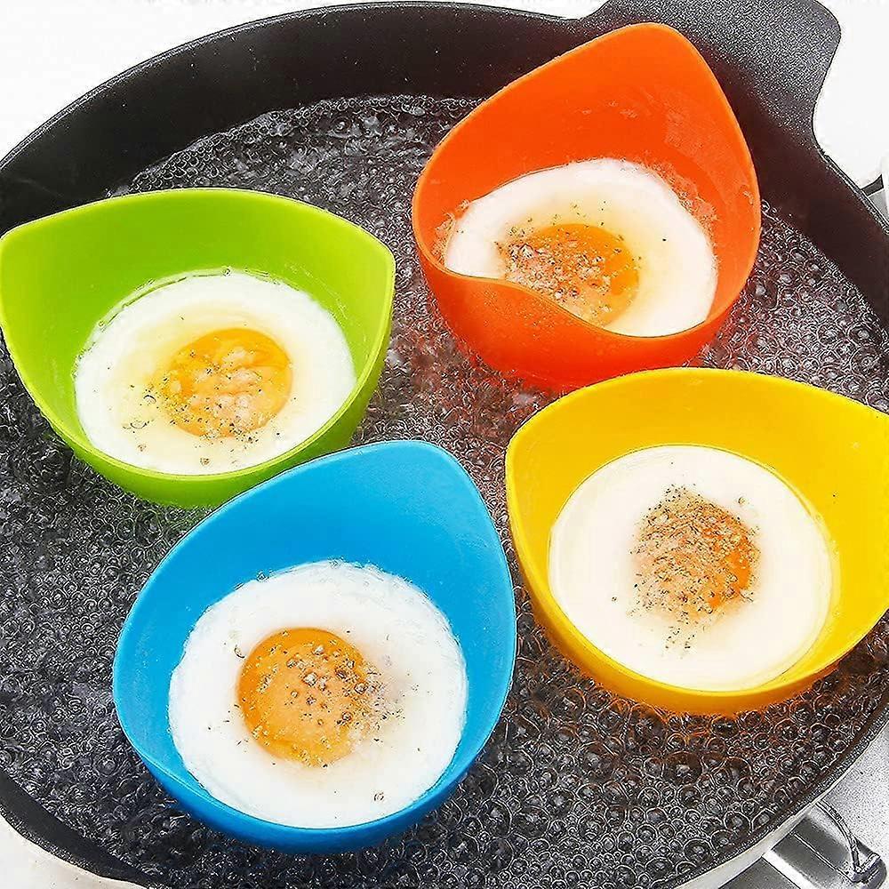 Egg Poacher, Egg Boiler Mold Cup, Silicone Egg Poaching Cups with Ring Standers, Poached Egg Cooker for Microwave Set of 4