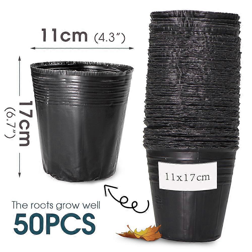 50PCS Plastic Plant Growing Kits Nursery Pots 21 Size Flower Plant Container Garden Seed Starting Planter Breathable Bag for Seedling Cuttings