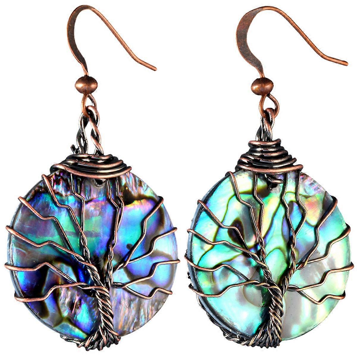 Earrings-Life Tree Round Shell-Ancient Charm