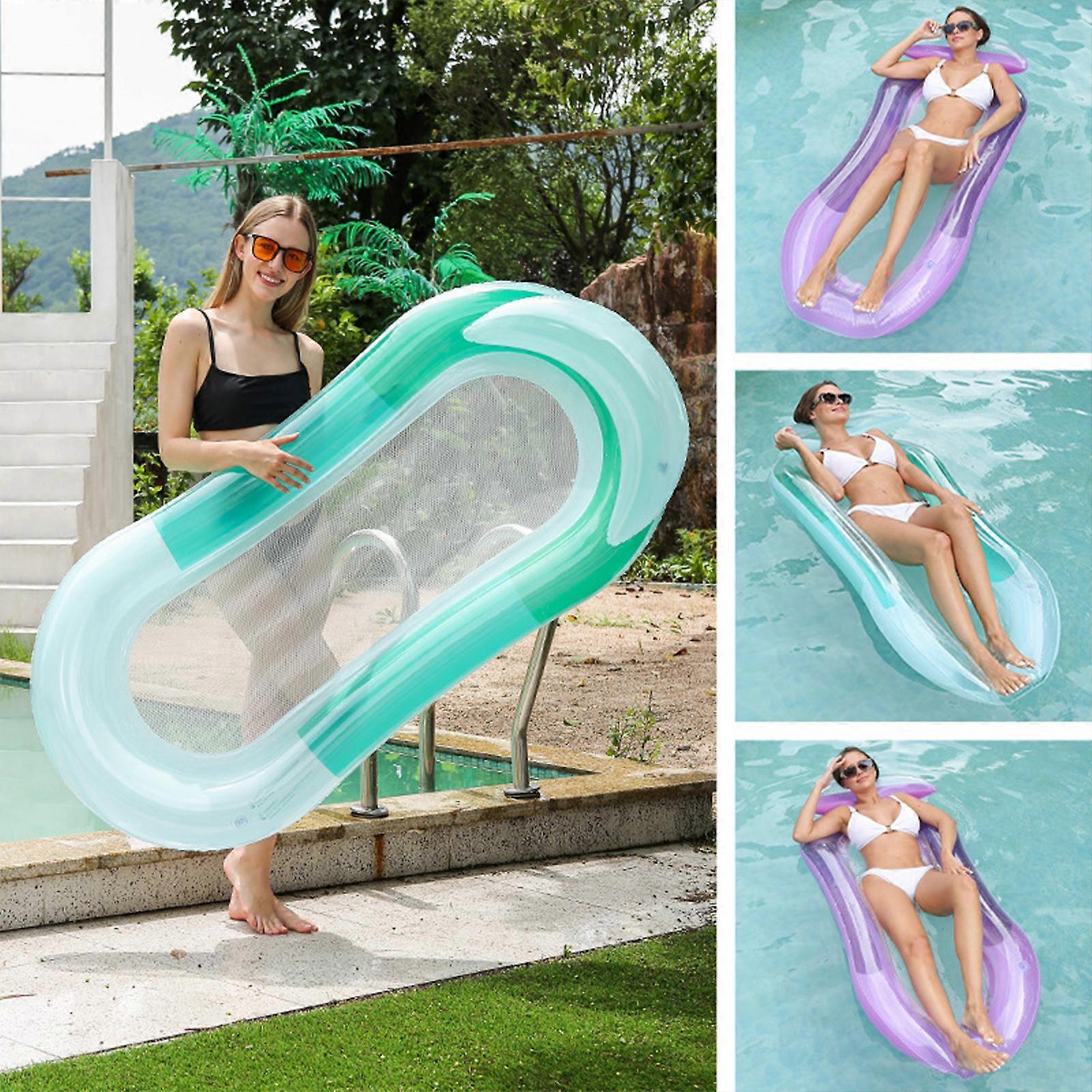 Adult Pool Inflatable Sun Lounger Pool Float with Headrest, Swimming Pool Summer Beach Toys for Party