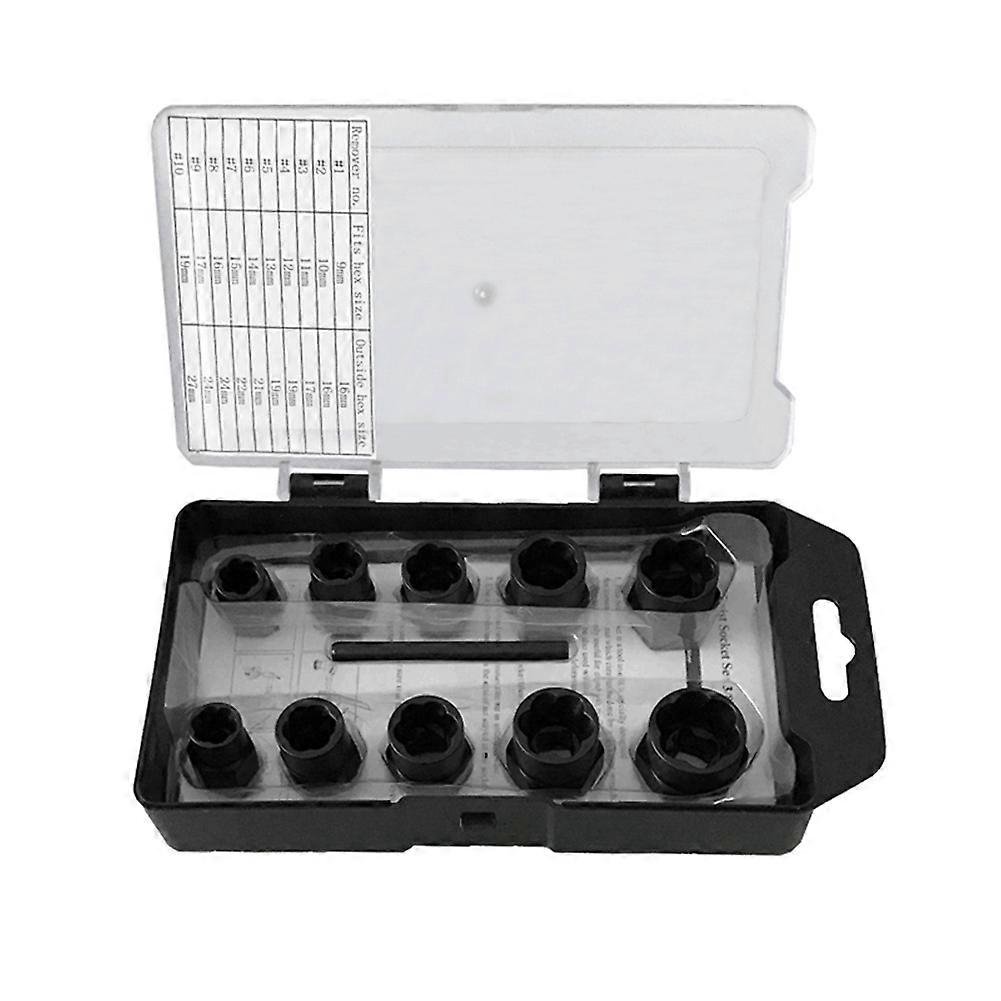 11pcs Damaged Lugs Nut And Lock Remover Twists Socket Set Screw Extractor Tools New