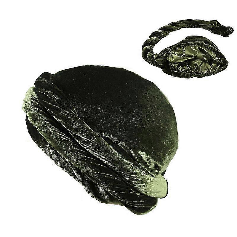 Elastic Velvet Braids Men S Turban Hat Satin Lined Streetwear Hip