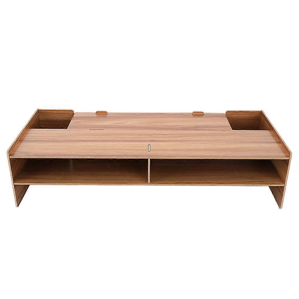 Monitor Stand Computer Desktop Laptop Shelf Desk Table Bracket Holder Storage Rack(Cherry Wood)