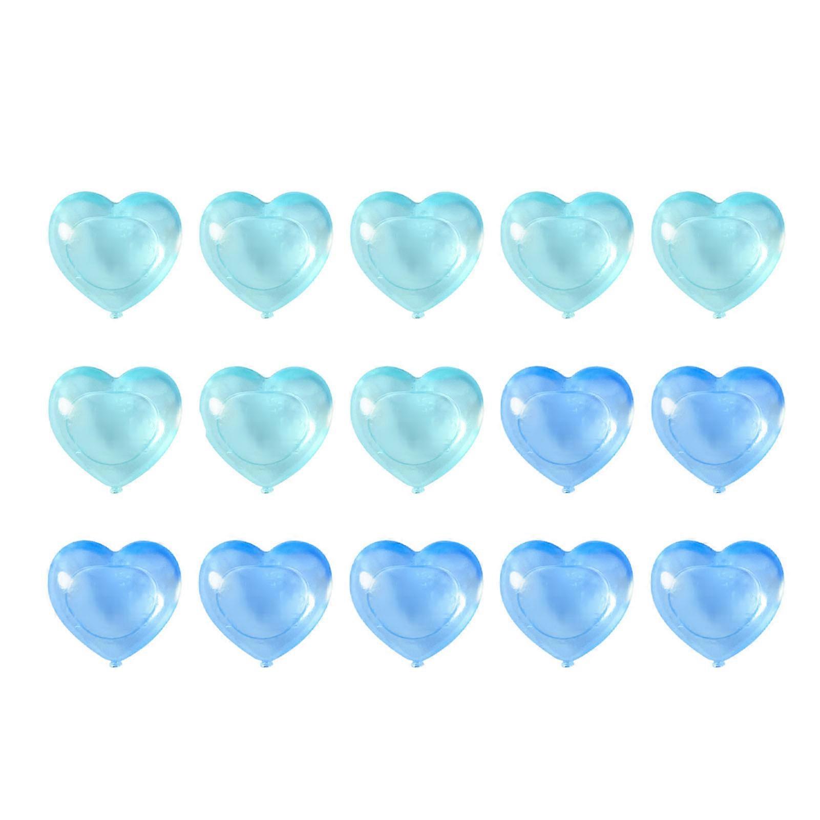 15PCS Reusable Ice Cube Cute Cartoon Heart Shaped Refreezable Washable Plastic Ice Cubes for Making Cold Drink Blue