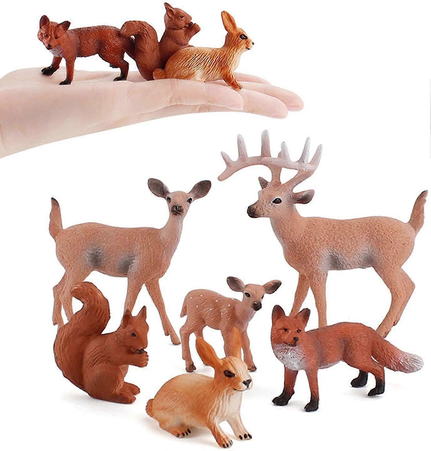 2025 ، شخصيات حيوانية 6 قطع من البلاستيك الغابات شخصيات الغزلان شخصيات الحلي عيد ميلاد هدية كعكة أغطية عيد الميلاد للأطفال