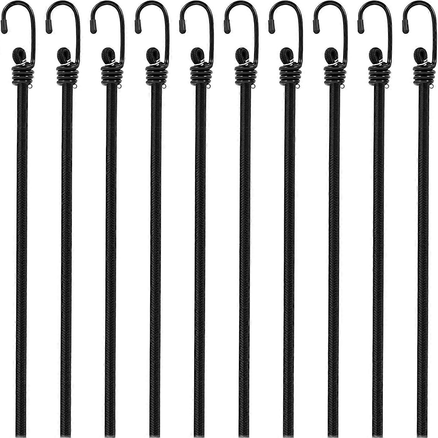 Pack of 10 Bungee Cords with Hooks Weatherproof & UV-Resistant Bungee Straps Heavy Duty Elastic Bungee Ropes for Caravan Camping RVs  Racks(100cm)