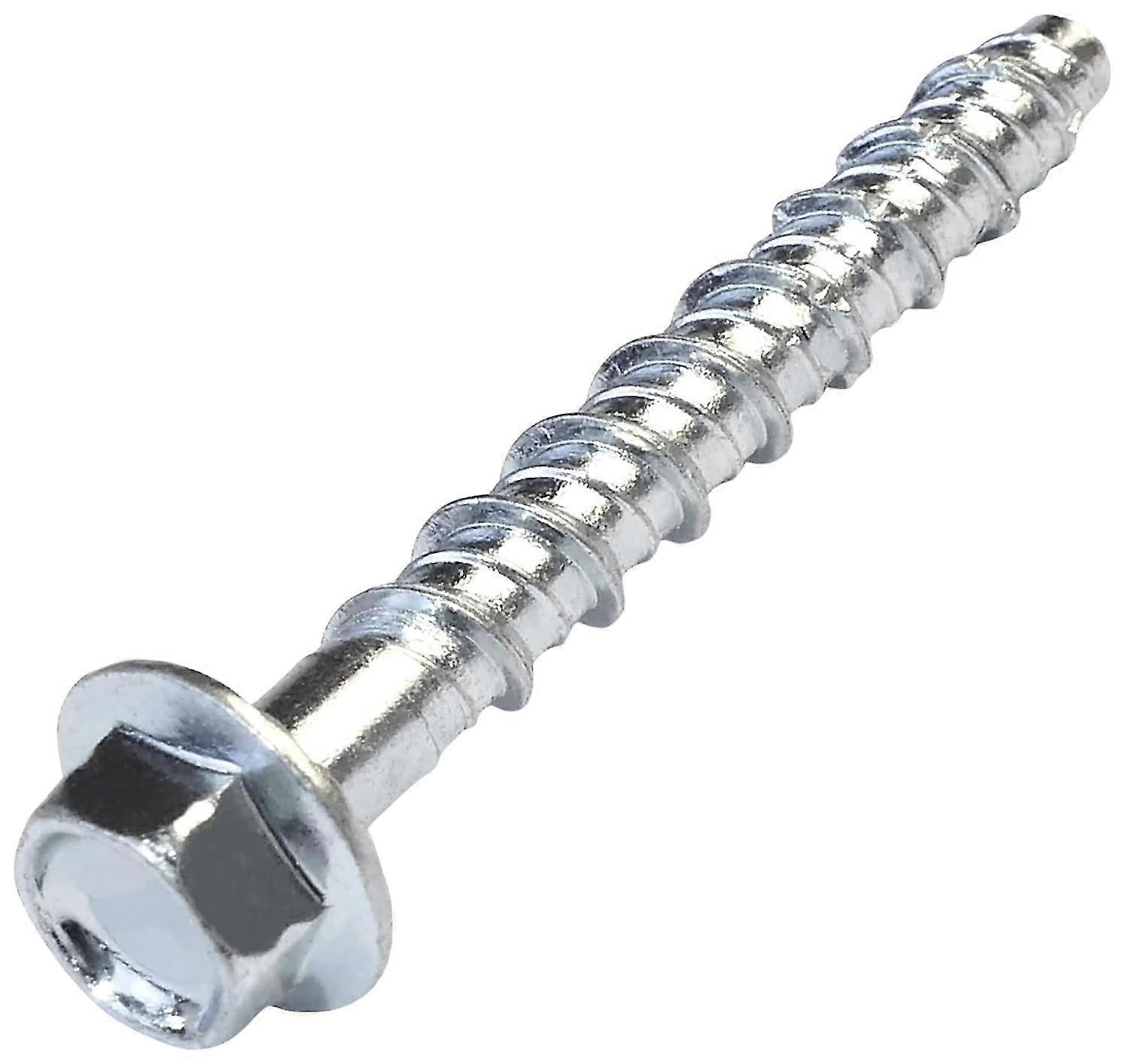 Set Of 10 Concrete Screws With Hexagonal Head With Base/collar 6x50 Mm - Direct Fixing Without Dowel - For 7.5 Mm Hex Key - In Steel - For Renovation-