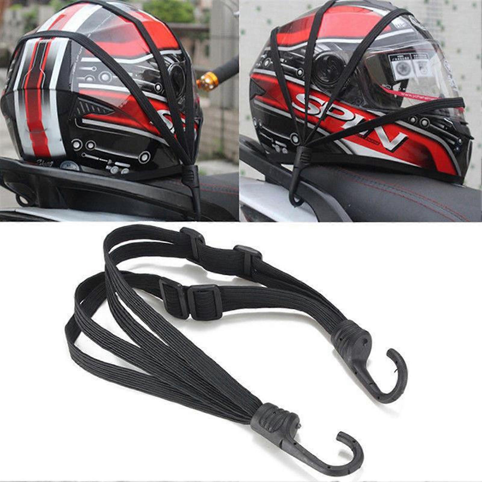 Helmet Elastic Rope Strap 60cm Black Retractable Motorcycle Strap