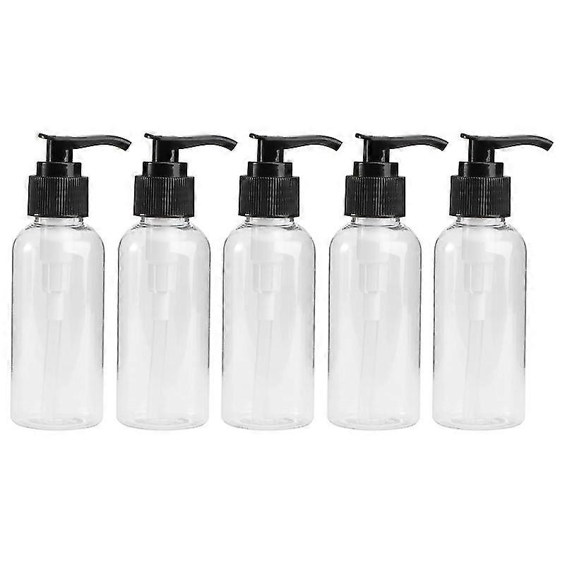 5pcs Shower Gel Press Pump Bottle Empty Subpackaging Bottle Refillable Bottle Black (100ml)