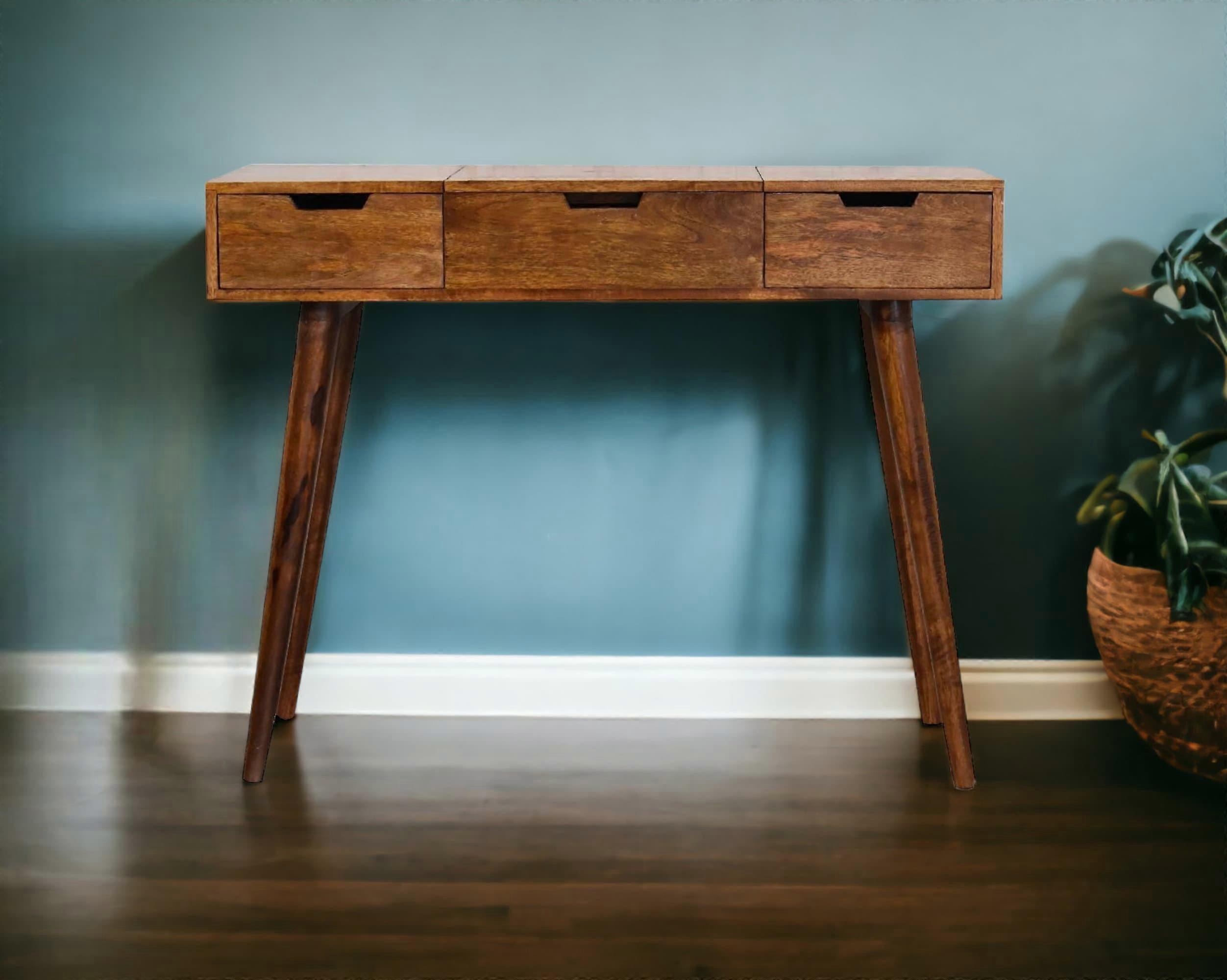 3 Drawer Dressing Table With Foldable Mirror