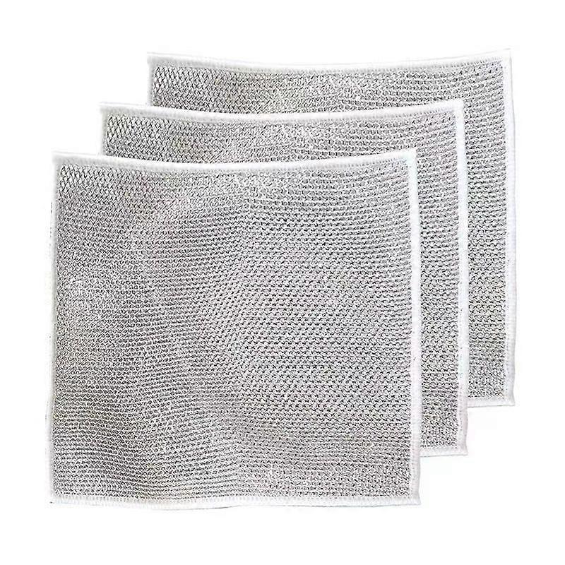 (LWDd)Multi-Purpose Wire Magic Cleaning Cloths, Mesh Microfiber Cleaning Cloths for Metal, Kitchen, Tableware (3pcs)