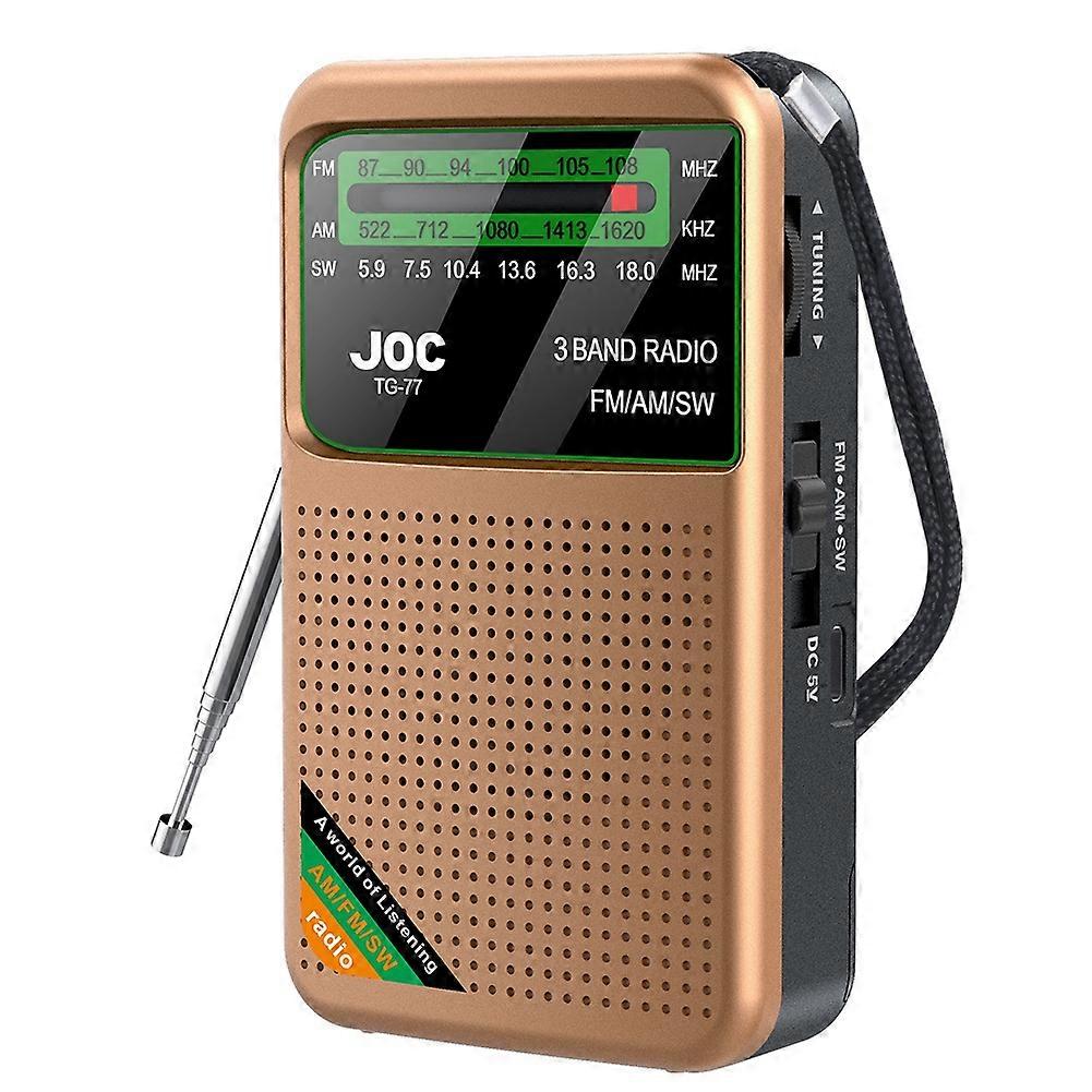 Pocket Radio Portable Mini Full Band Radio AM/FM/SW Radio with Rechargeable Battery Support Earphon
