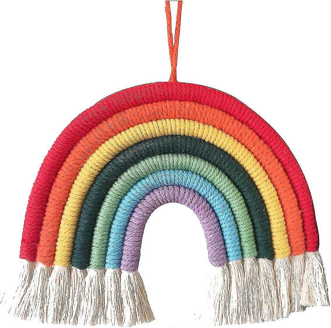 Rainbow Tapestry Clouds, Hand-woven Hanging Decor (rainbow)
