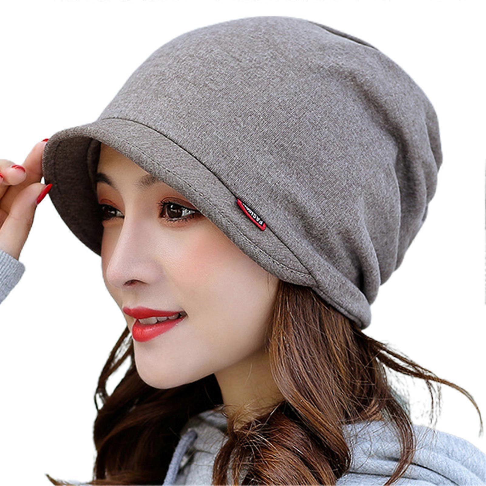 Women's Cotton Hat Thick Warm Windproof Simple Solid Color Beanie Hat