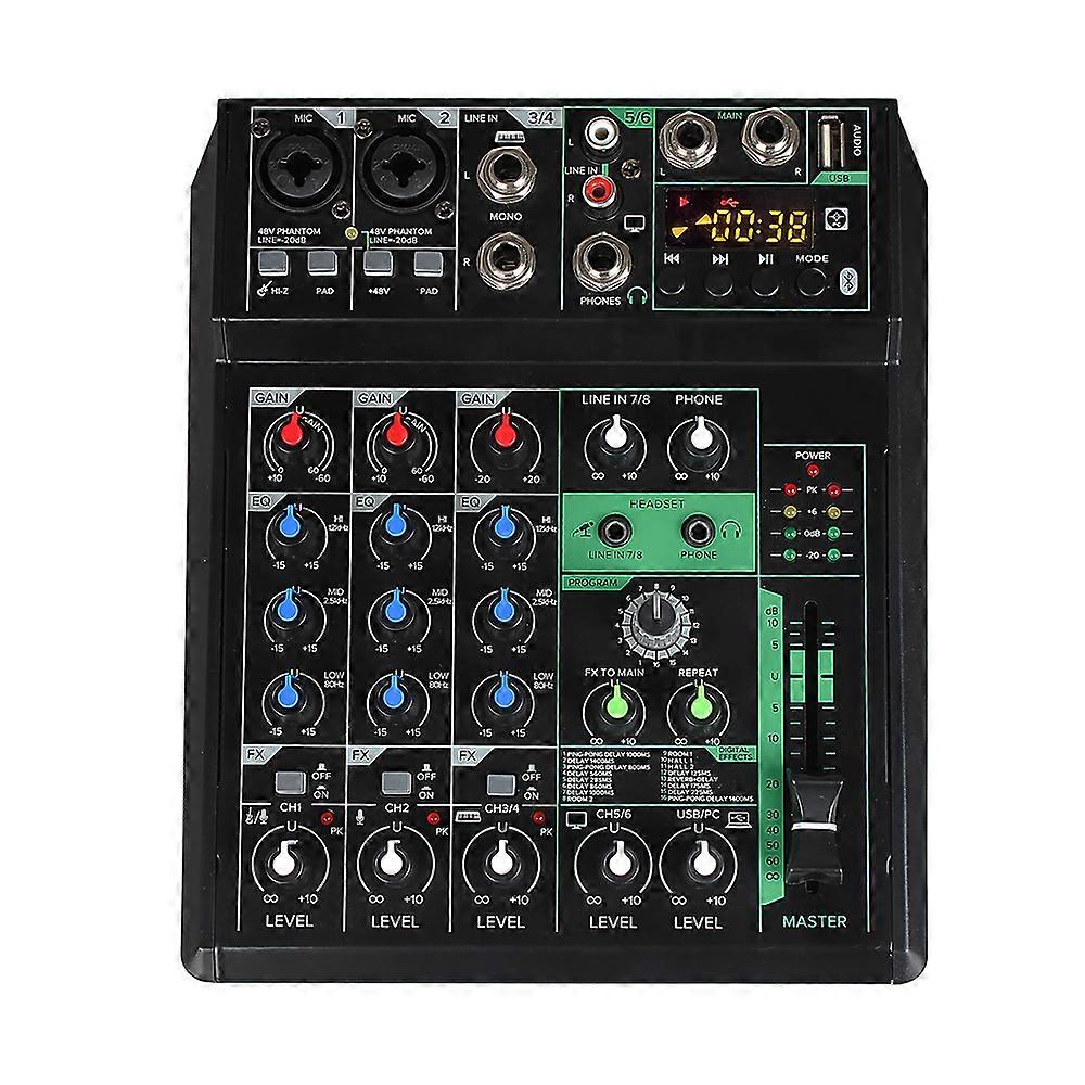 NS-8FX Mélangeur audio USB 4 canaux Fantasy Power Mélangeur multifonction 48V Console de mixage Bluetooth Lecture de carte son