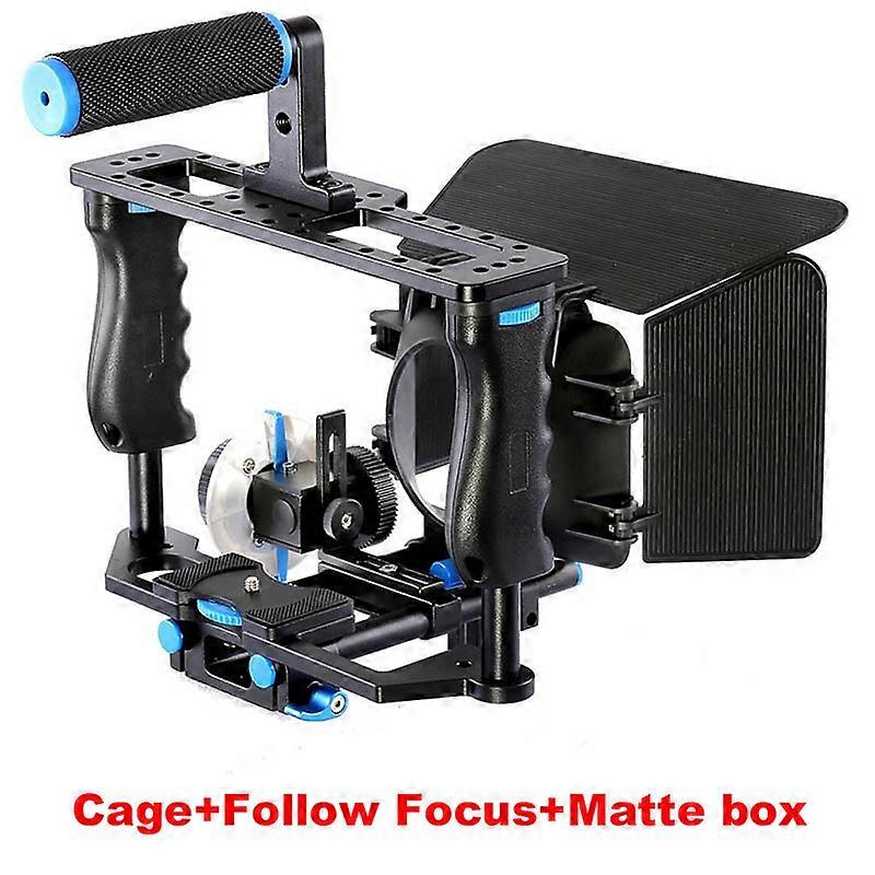 אחיזה כפולה מצלמת DSLR מתקן כתף ערכת סרט קולנוע מערכת ידית וידאו כלוב תמיכה עבור Canon Nikon מצלמות סוני BMCC Panasonic