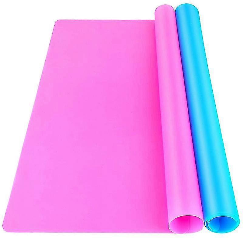 Silicone Mat For Resin Epoxy Large Silicone Sheet For Craft Clay Jewellery Multi-purpose Protective Mat 40cm*30cm Size(blue,pink)(2pcs)