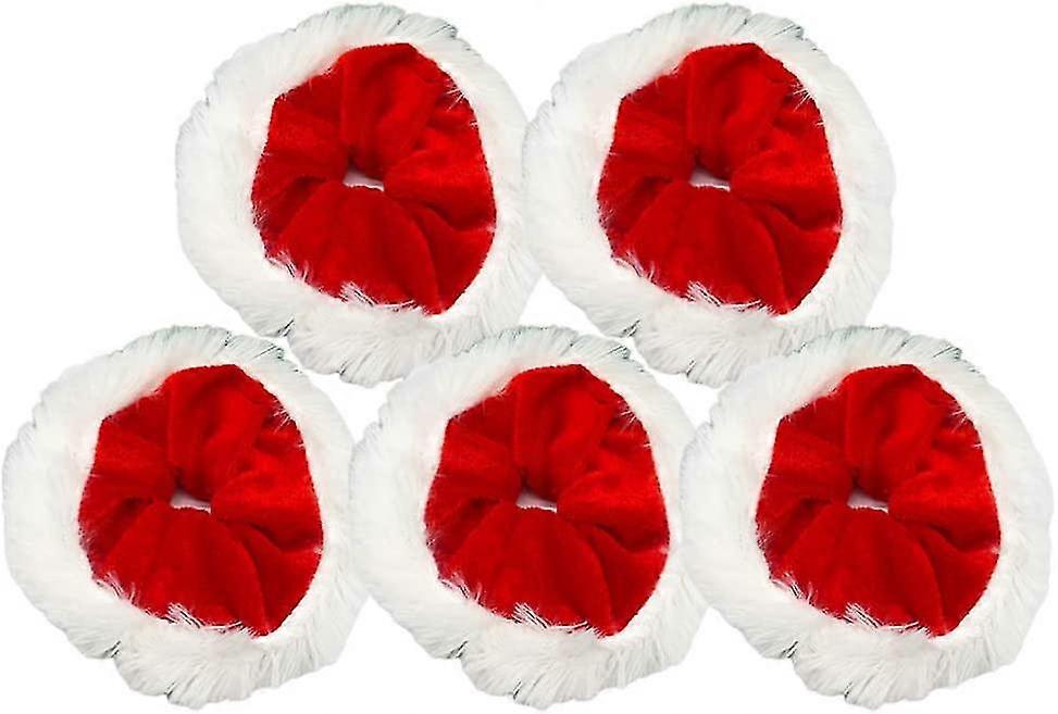 5 Pcs Christmas Hair Scrunchies(red)