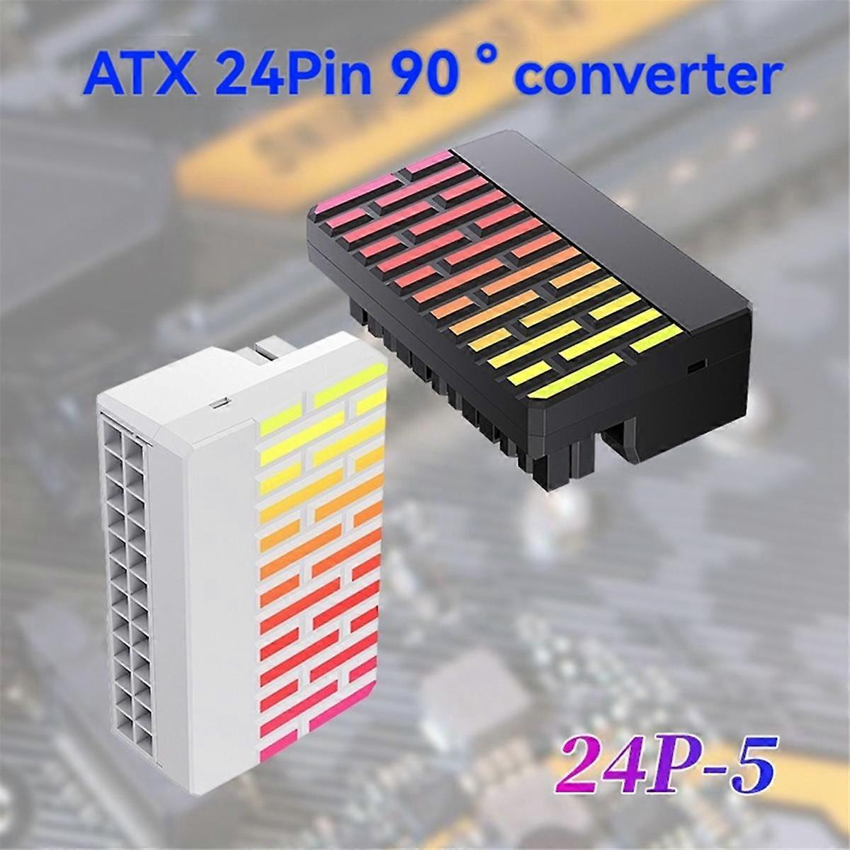 ATX 24-Pin 90Power Connector Adapter 5V 3 Pin ARGB 24Pin Female to Male 90 Power Adapter DIY for
