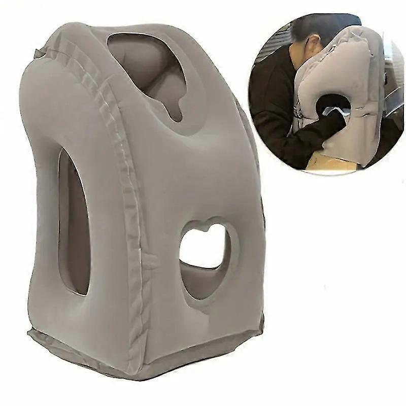 Inflatable Travel Pillow, Airplane Pillow With Patented Valve Design With Neck And Head Support
