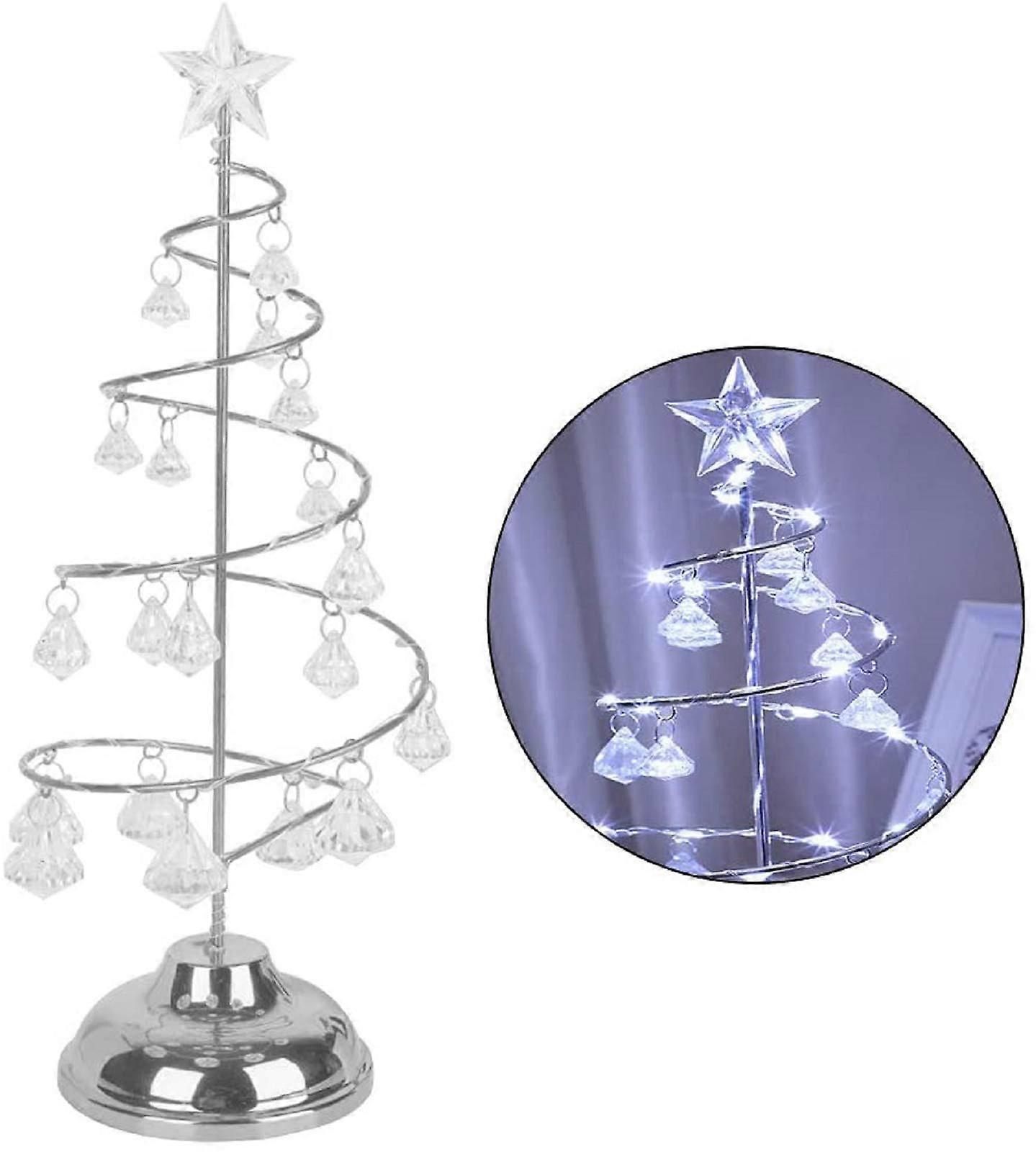 Lampada da tavolo a LED a forma di albero di Natale in metallo Illumina l'albero di Natale con lampada notturna a sospensione in cristallo per camera da letto