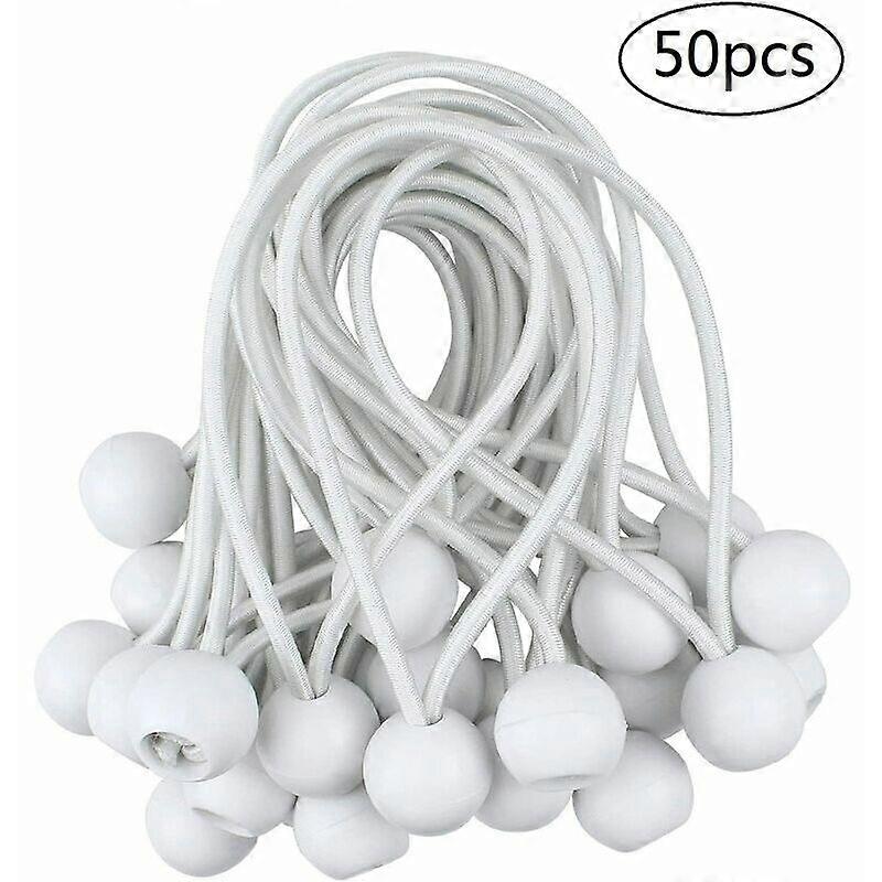 50 Pcs Elastic Ball Bungee Cords, Tarp Tensioner for Gazebo, Camping, Tent Cords, Curtains Extension Harness, 150mm
