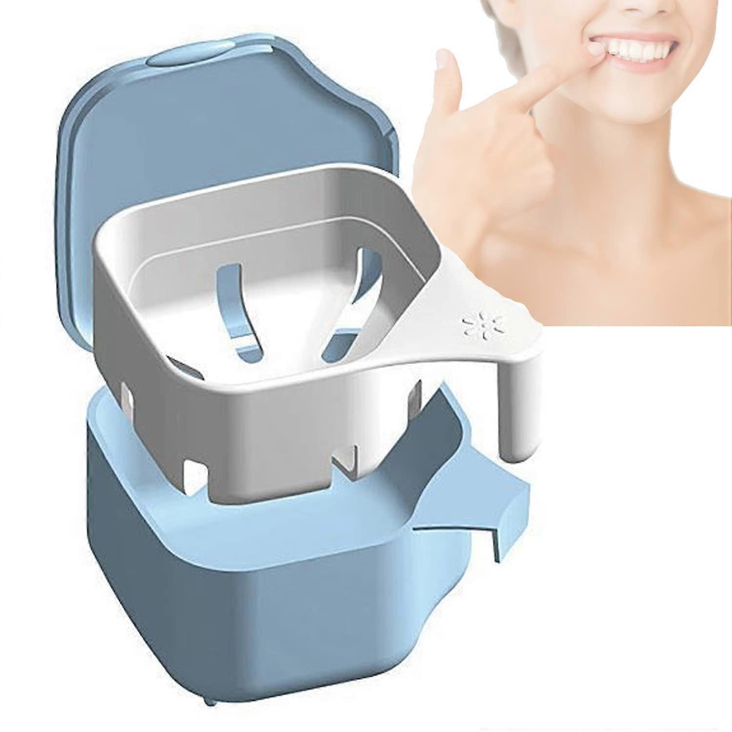 Denture Case for Storage and Immersion of Mouthguards(Blue)