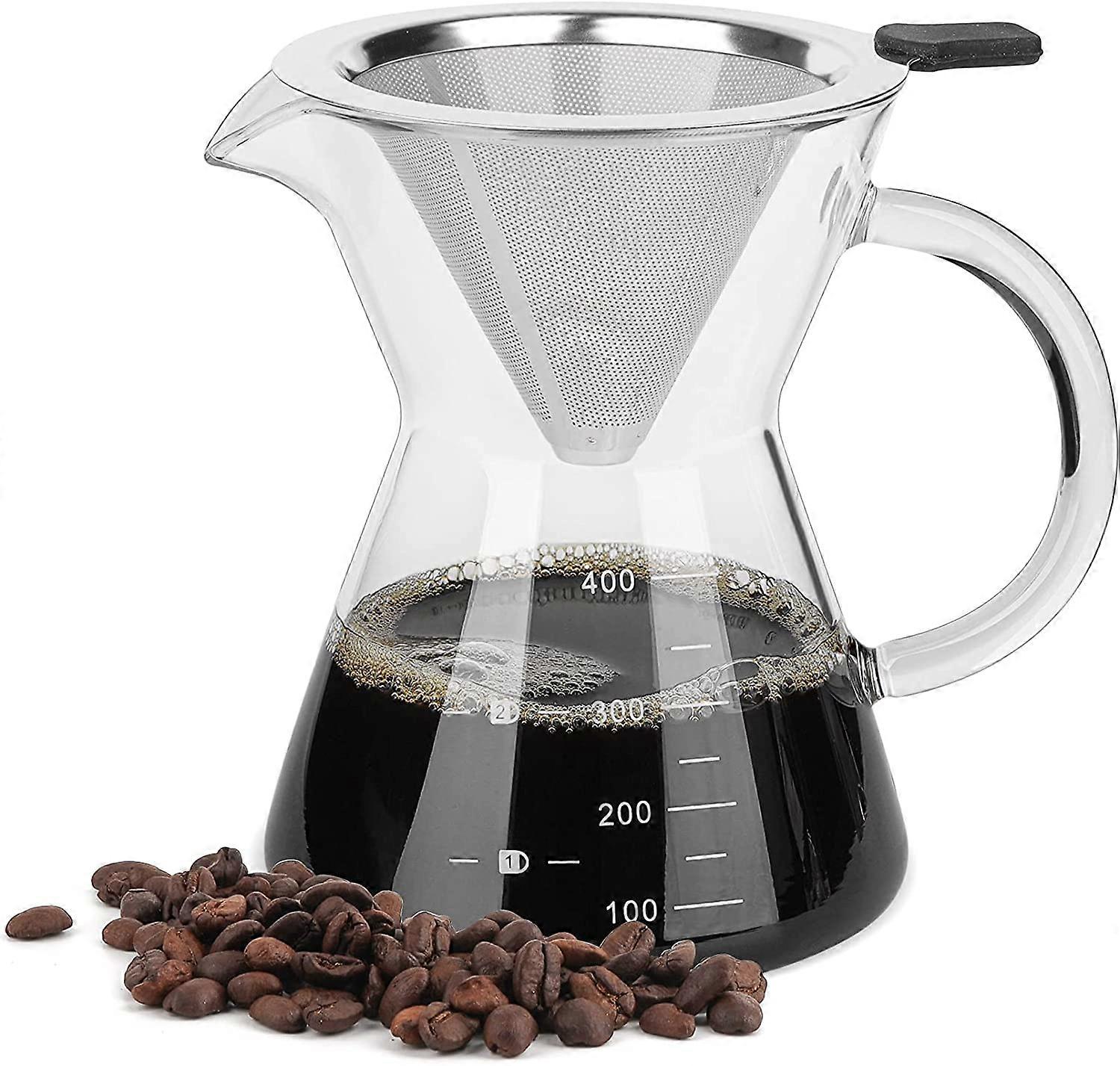 Pour Over Coffee Maker with Stainless Steel Filter(400ml)