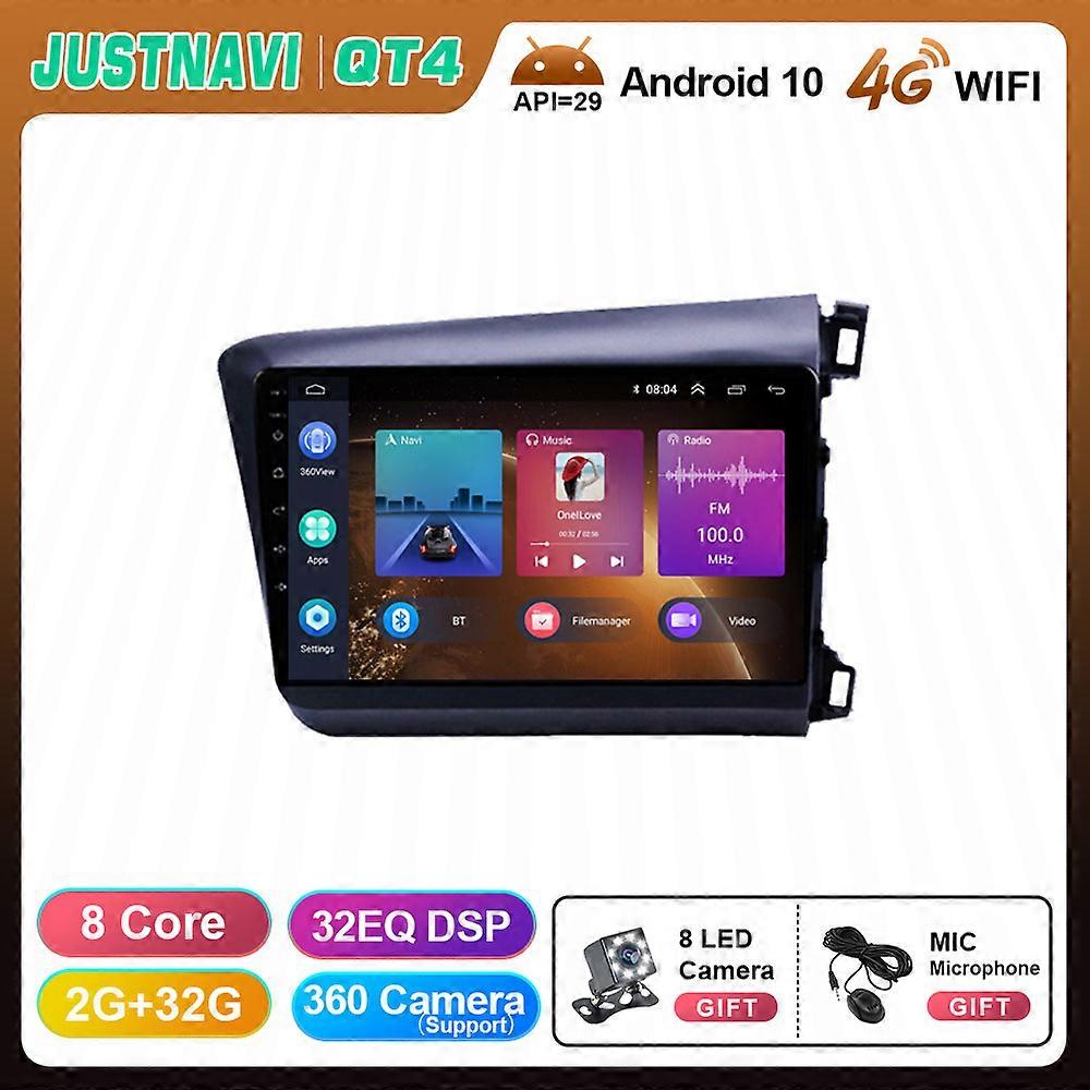 Redkid Android 9.0 Autoradio Pour Honda Civic LHD RHD 2012 2013-2015 GPS Lecteur Vidéo Unité Princip