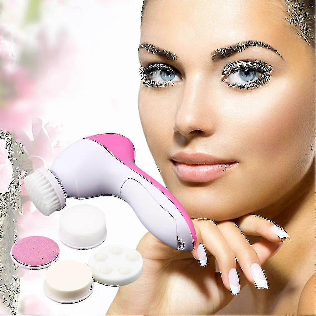 Facial Cleansing Brush Face Scrubber: 5 in1 Electric Exfoliating Spin Cleanser Device Waterproof Deep Cleaning