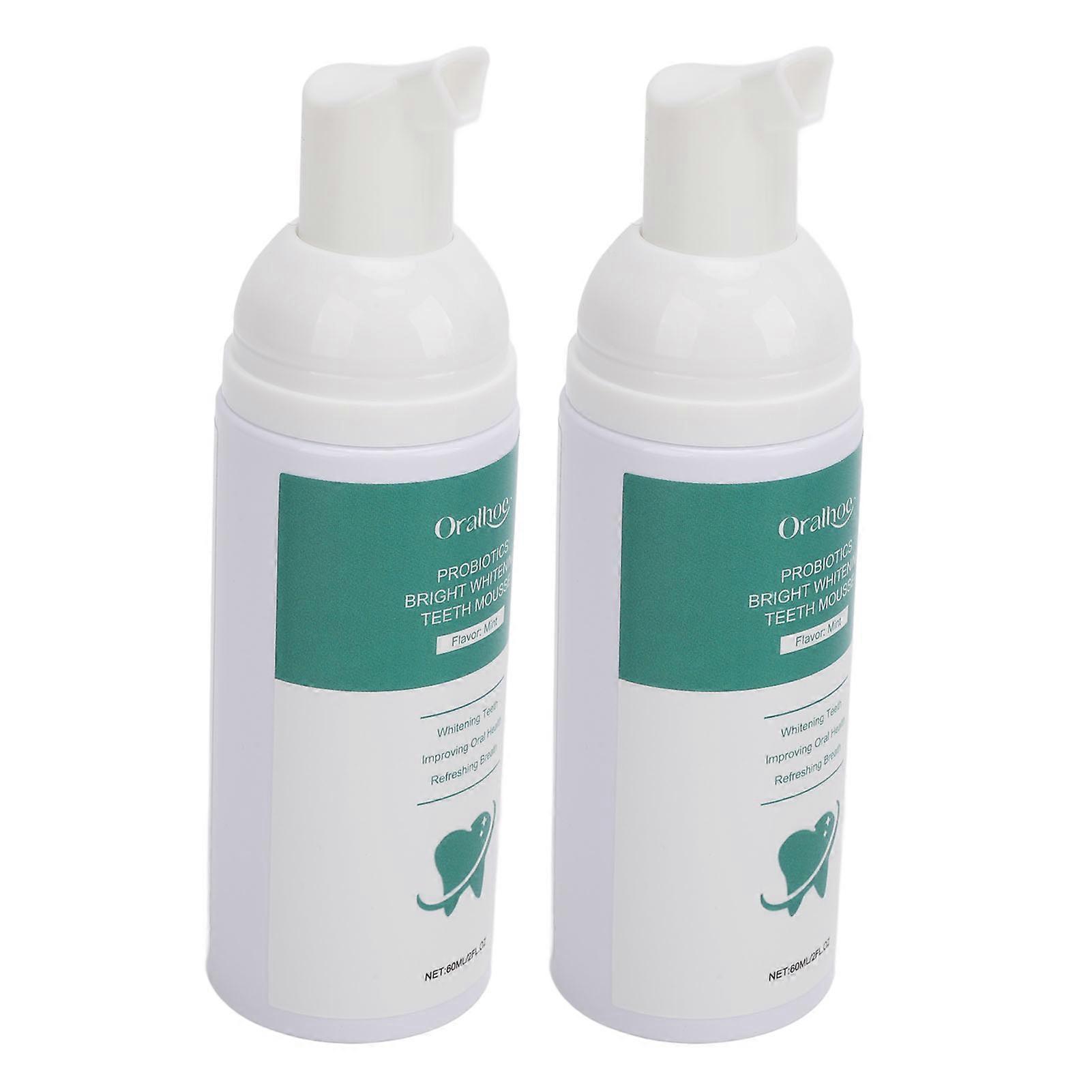 2pcs 60ml Probiotic Teeth Cleaning Mousse Refreshing Breath Deep Clean Oral Care Mousse Foam Teeth Whitening Mousse