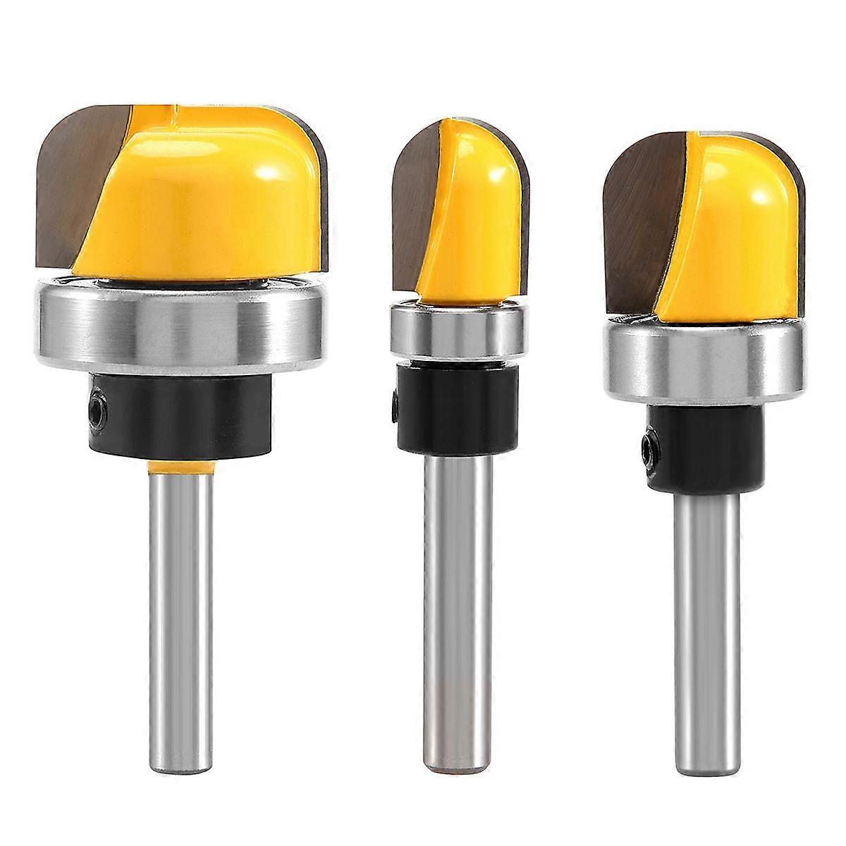 3Pcs 1/4 Inch Bowl and Tray Router Bit, Bowl & Tray Template Router Bit Set with Ball Bearing