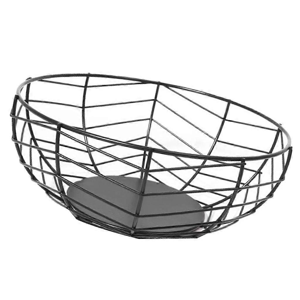 Creative Hollow  Wrought Iron Fruit Snacks Plate Storage Baskets Black
