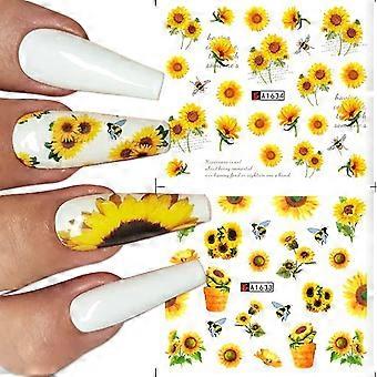 Stickers Autocollants Nail Art Fleurs Jaunes - Accessoire Pour Décoration Ongles, Made In France