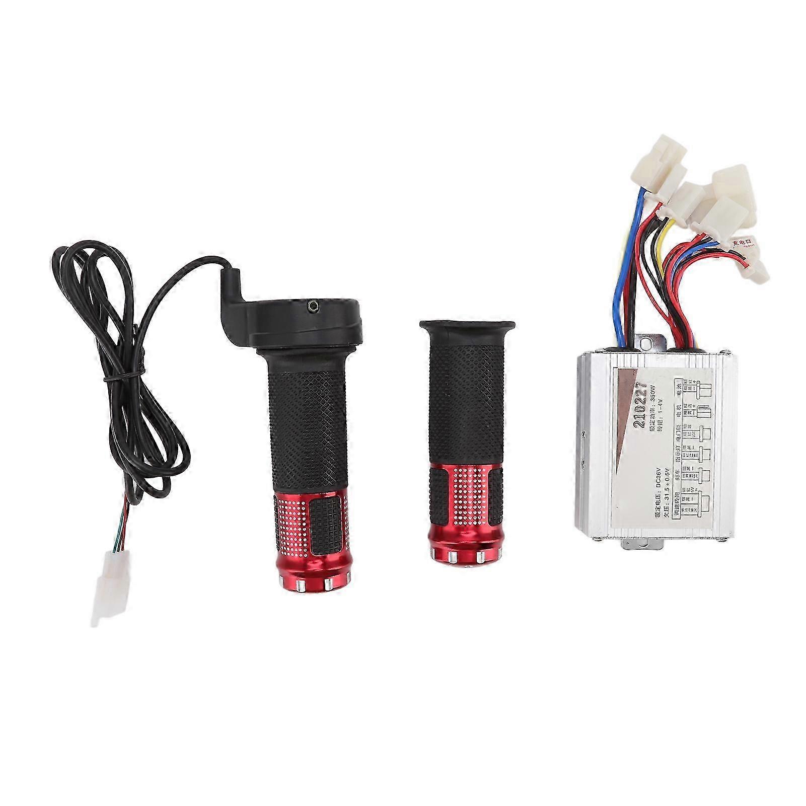DC36V 350W Brushed Motor Speed Controller with Red Grips Set for Mechanical Equipment Electric Vehicles