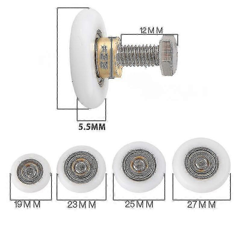 4 st Duschdörr Rullar Hjul Duschrum Remskiva Arc Badrum Glas Rörlig Dörr Hängande Hjul Badhus Skjutdörr Enkelhjuligt duschrum