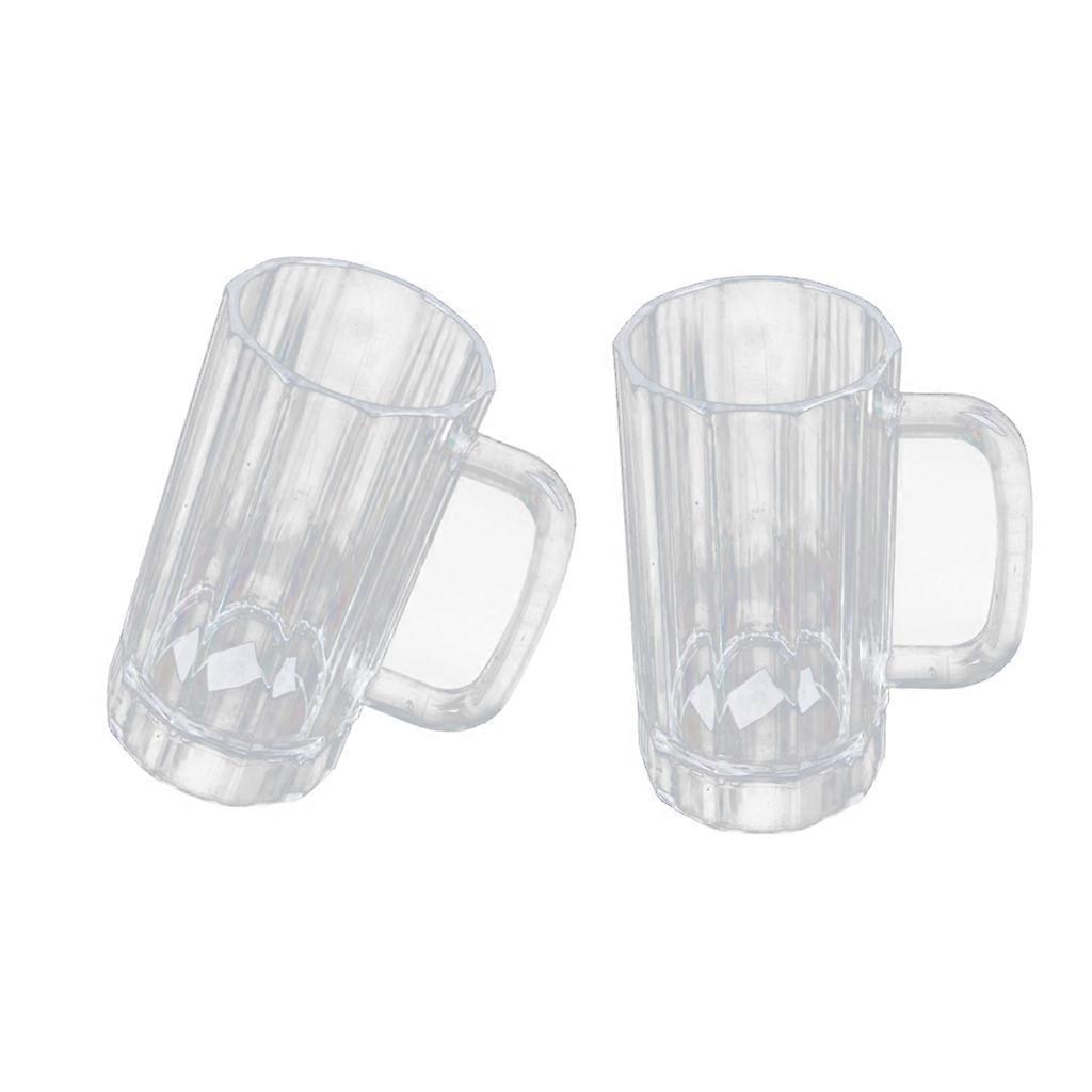 2x Clear Acrylic Plastic Drinking Beer Mug  520ml