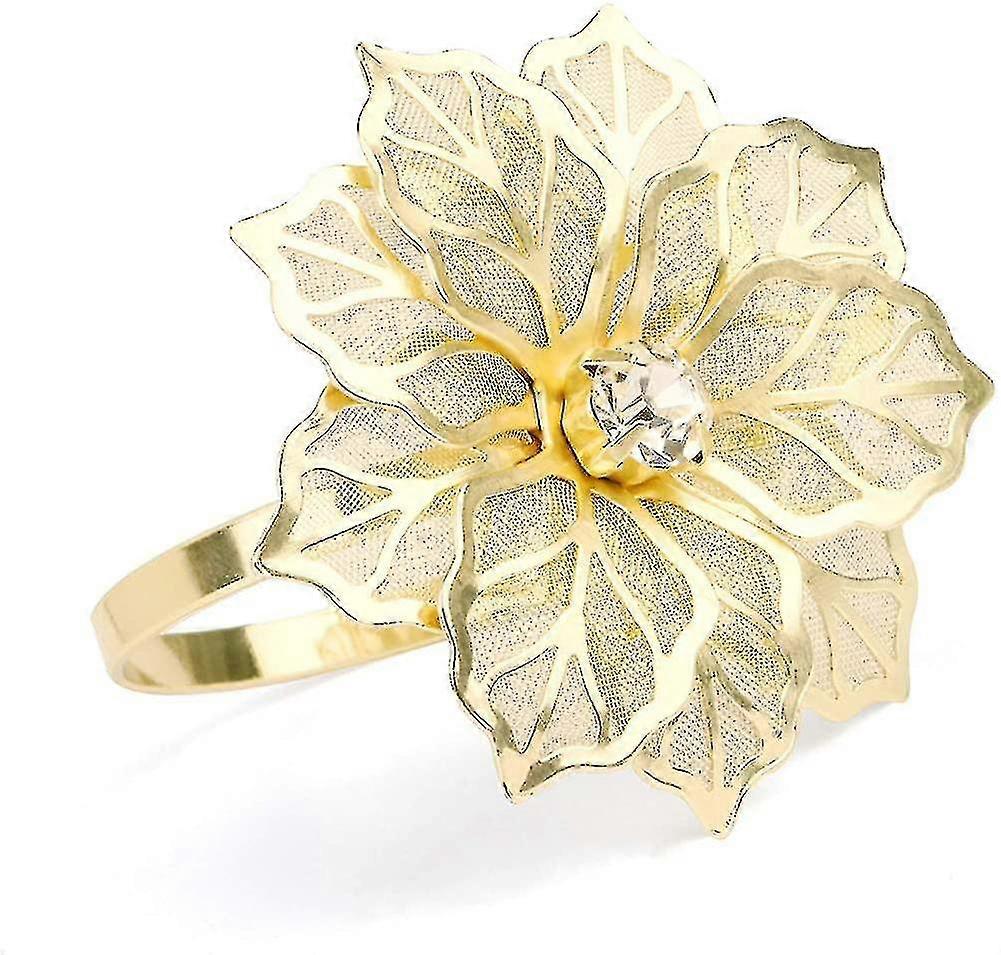 حلقات منديل - طقم من 12 - حلقات منديل سبيكة مع حلقة منديل زهرة مجوفة