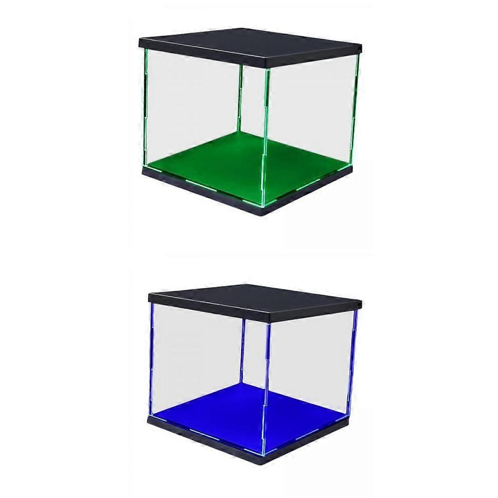 2 Sets Clear Plastic Display Showcase with LED Light Box for Model Dustproof