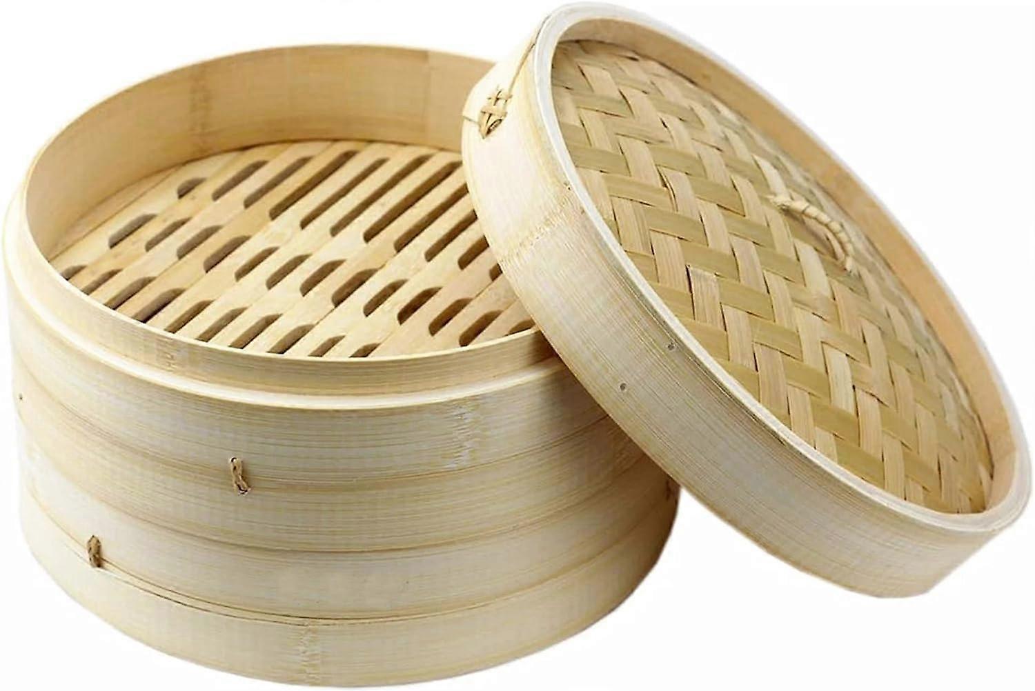 Large Chinese Bamboo Steamer Steaming Basket for Vegetable Seafood Dim Sum Dumpling Bun Egg