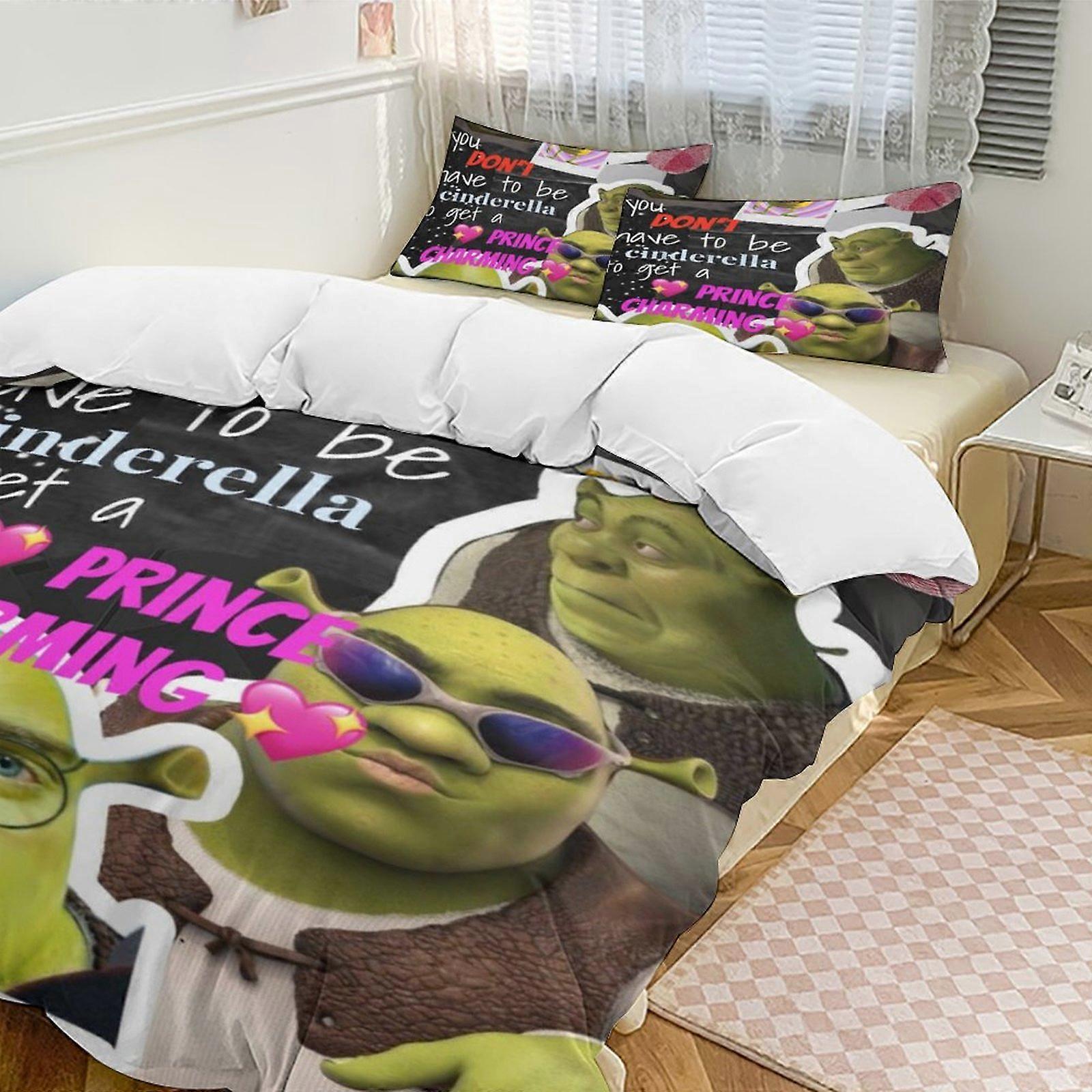 a2021 Lakan Shrek Sängkläder Set Påslakan Set Tecknad tema Barnrum Lakan iip2021