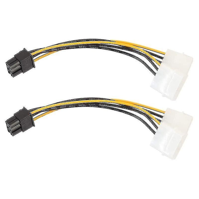 2pcs/set Dual Molex 4-pin To Pci-e 6-pin Connector Y Adapter Cable