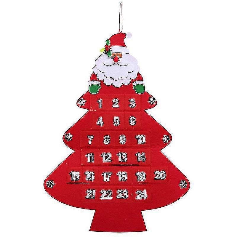 Christmas Felt Advent Calendar, Santa Advent Calendar Advent Calendar With Pockets Santa Advent