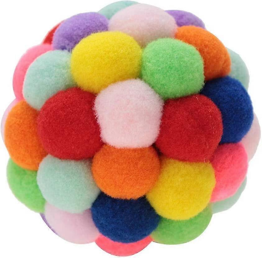 Cat Colorful Balls, Colorful Cat Ball Plush Toy Kitten Pompoms Plush Inflatable Ball Handmade Chew Toy For Kitten Cats Dog Training(l)